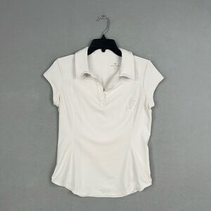 Athleta Shirt Womens Small White On Par Polo Performance Golf Tennis Prep Active